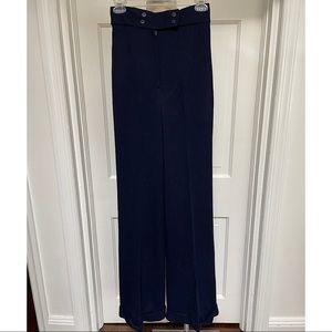Vintage 1970’s Wide Leg Knit Navy Pants High Rise Sailor XS
